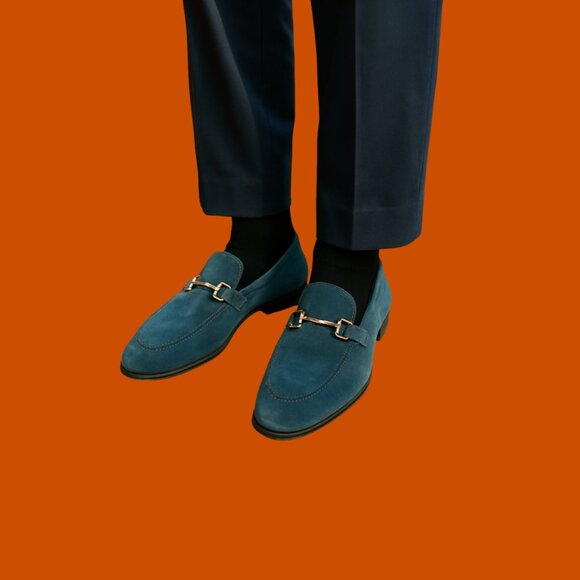 Salvatore Ferragamo Other - Salvatore Ferragamo Blue Suede Loafers Size 13.5 – Made in Italy